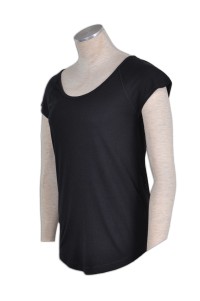 T535專業訂製圓領T恤  自家製作 露背女裝T恤 大圓領  人氣必選tee  t-shirt專門店  tee製服公司     黑色  低 胸 t 恤 好看 t 恤     露 背 t 恤